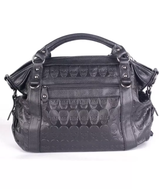 NEW! Skull Embossed & Studded Black Faux ￼Leather Purse & Scarf Angellswin Bag 2