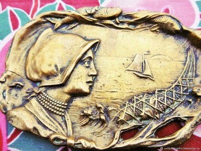 Breton vide poche Cendrier ancien Breton Bronze Art Nouveau  empty pocket ashtray old B 