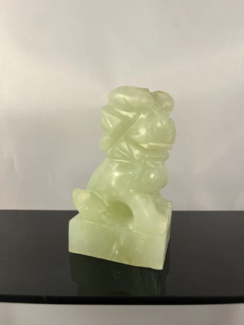 Vintage Chinese Carved Jade Foo Dog Lion Figurine 3" Tall x 2" Wide