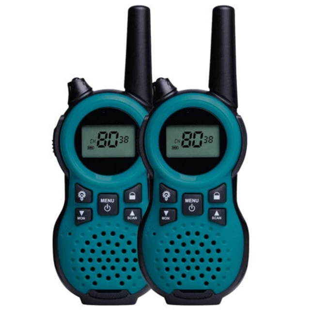 Pmr795 Blue Handheld Uhf Compact Radio Walkie Twin Pack 80 Channel