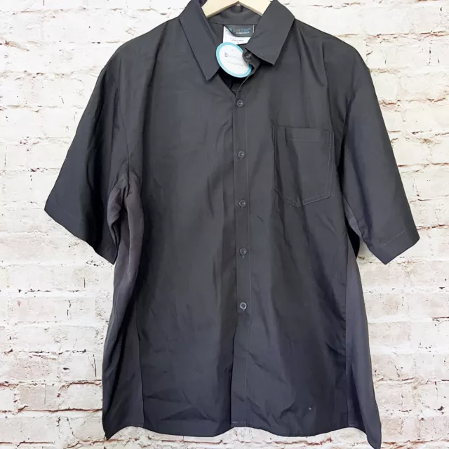 cook cool happy chef mens breathable work shirt button up size L gray NWT