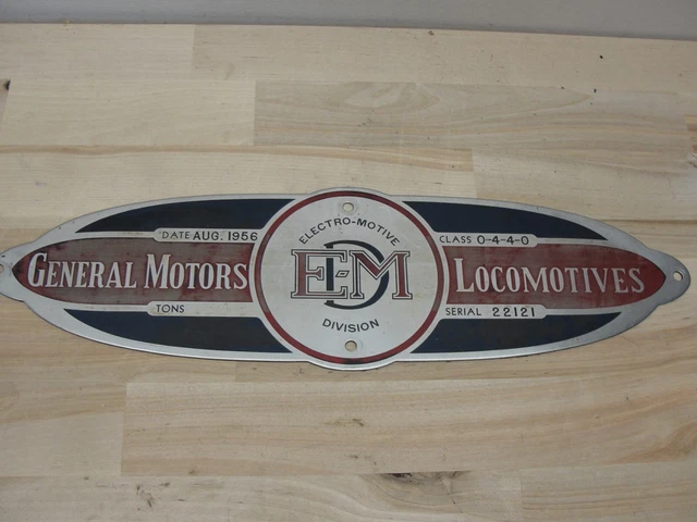 1956 General Motors Electro-Motive Locomotive Builders Plate 22121 Class 0-4-4-0 1956 General Motors Electro-Motive Locomotive Builders Plate 22121 Class 0-4-4-0