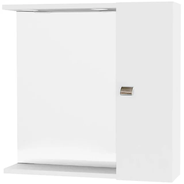 Specchiera specchio da bagno con 1 anta e luci led in legno bianco laccato