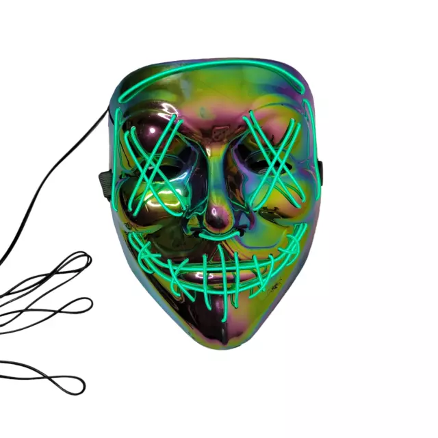 HALLOWEEN PURGE MASK Wire LED Hot Green Neon Multi Function Reflective ...