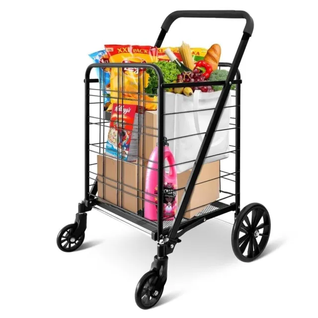 SereneLife Collapsible Utility Cart - Compact & Portable w/ Comfortable Grip