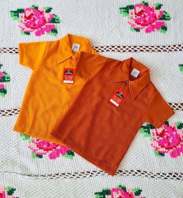Retro 2 Polo Shirts Lot 60S Deadstock Cuckoo Diamond Collar Tee Approx 5-6 Years