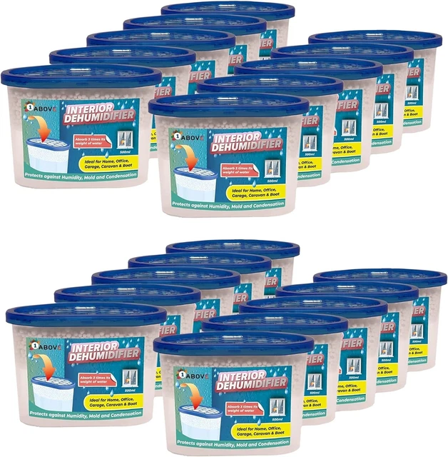 DEHUMIDIFIER 500ml Pack of 20  INTERIOR DAMP MOISTURE MOULD MILDEW REMOVER HOME