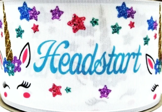 7/8" 2 YARDS Unicorn Headstart School Grosgrain Ribbon Hair Bows Scrapbks Crafts