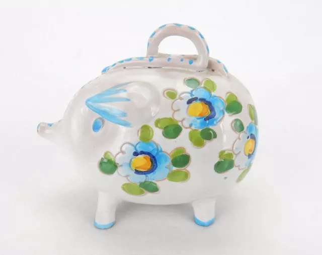 ITALIE Art Poterie Céramique Cochon Banc Florale Peinte à la Main Figurine #1 de 620