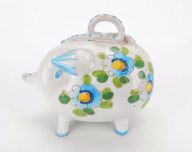 ITALY Art Pottery Ceramic Piggy Bank Floral Hand Painted Pig Figurine #1 of 620