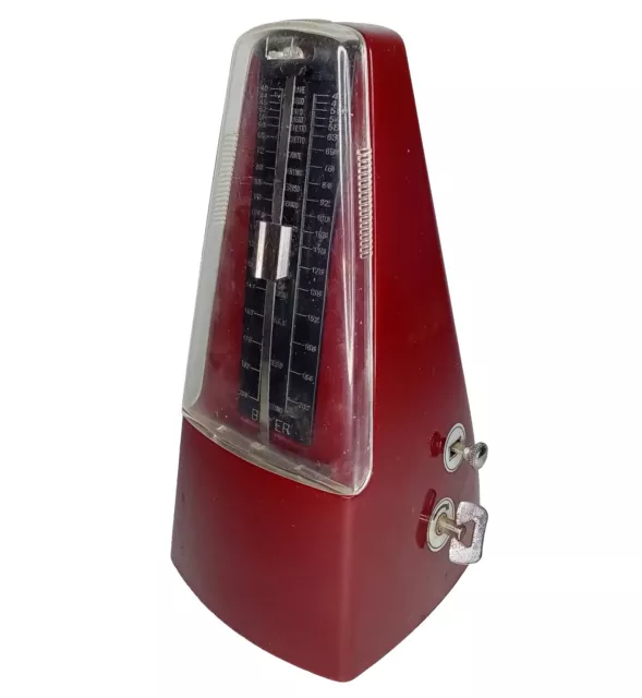 BEYER Metronome vintage burgundy wind up music tempo interval beat marker beat