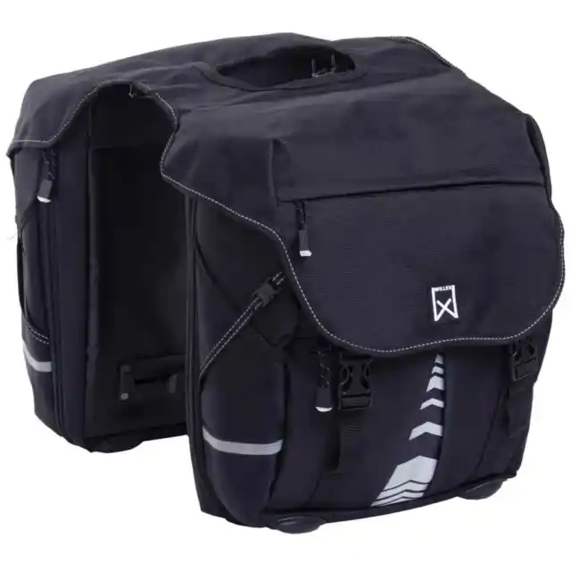 Willex Doppel Fahrradtasche Gepäckträger Gepäcktasche XL 1200 50 L Schwarz 13611