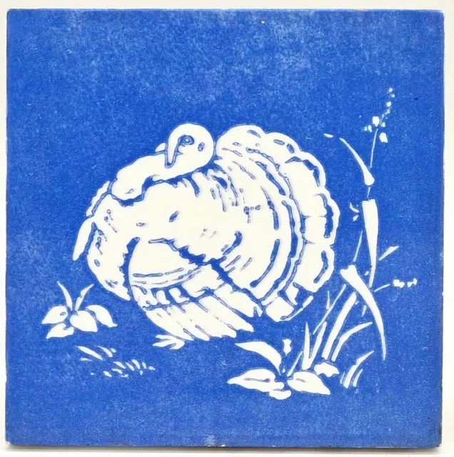Antique Transfer Printed Tile Turkey Farm & Field Subjects Minton & Co C1875