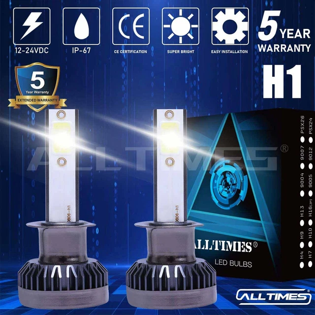 ALLTIMES H1 LED Headlight Bulbs Kit Hi-Low Beam Xenon 6000K 24000LM White Light