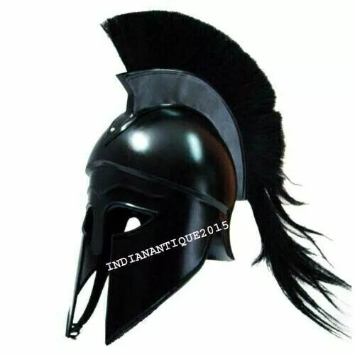 Medieval Ancient Costume Armour Roman Greek Corinthian Helmet with Black Plume