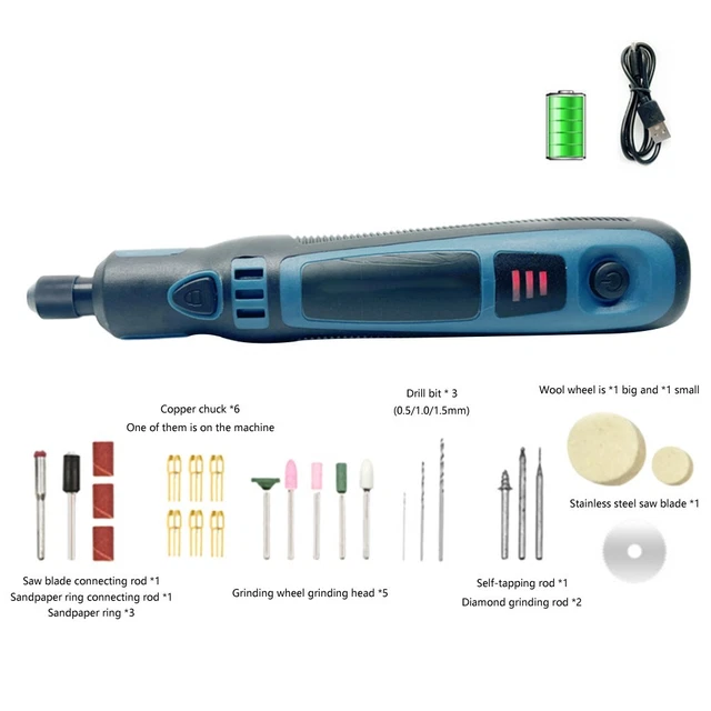 Penna incisione 3 velocità velocità senza fili 3,0 mm 3,6 v 650mah abs