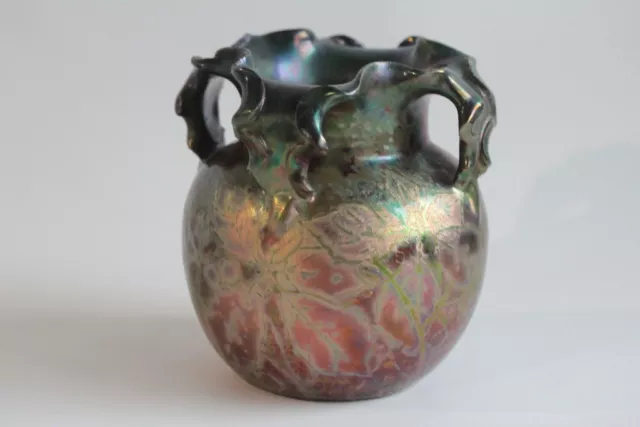 Clement MASSIER Dhurmer Art Nouveau 1900 Iridescent Ceramic Vase (64557)
