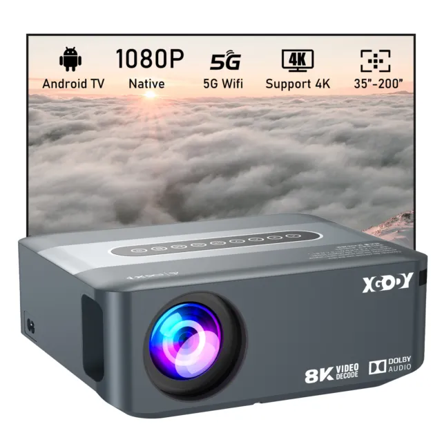 4K XGODY Smart Projector HD Mini 1080P Movie Home Theater Bluetooth 5G WiFi HDMI