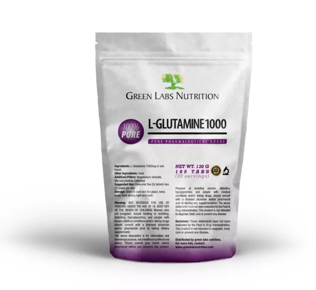 L-Glutamine Tablets 1000mg 100% Pure Amino Anticatabolic
