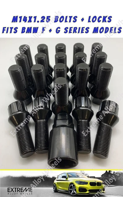 TWD Black Alloy Wheel Locking Bolts For BMW X5 (2006+) E70 F15 - Anti-Theft Security Nuts