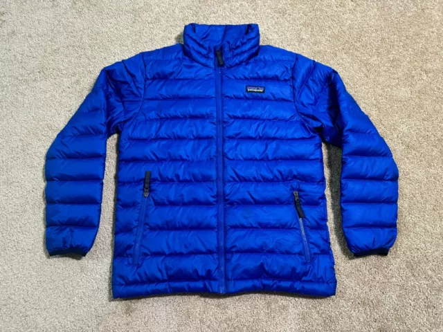Patagonia Boys Down Sweater Jacket Full Zip Blue Size M10