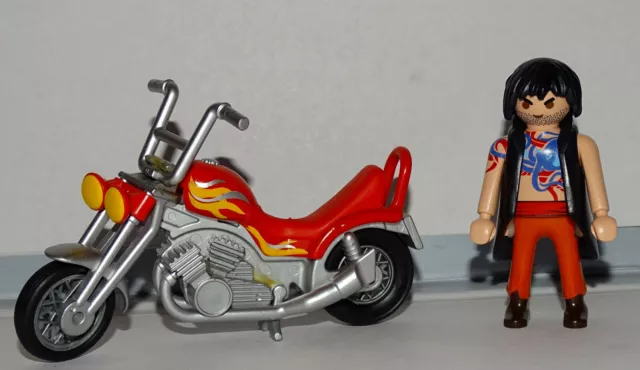 Playmobil Moto De Biker  Americain 5113 +  Motard  Equipe Bon Etat