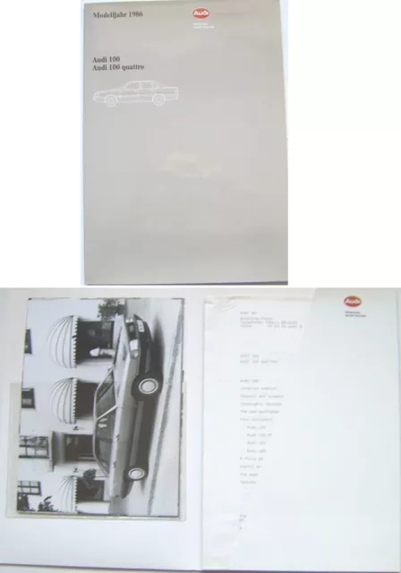 Audi 100 & 100 Quattro Saloon 1985-86 Original Press Kit In English CC CS CD