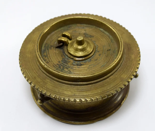Old Vintage Indian Brass Inkwell Rich Patina Unique Collective Inkpot. G67-32
