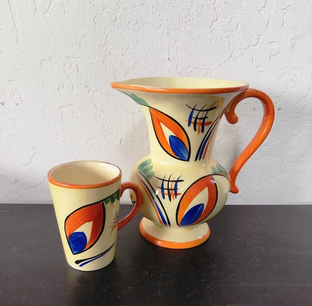 Ditmar Urbach - Lostro - Art Deco Czechoslovakia - Pottery Jug and Cup