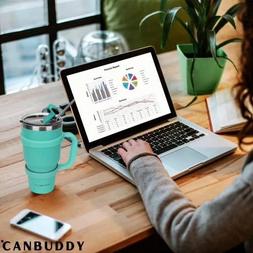 CANBUDDY 30 oz Tumbler with Lid and Straw and Handle - Travel Coffee Mug 3