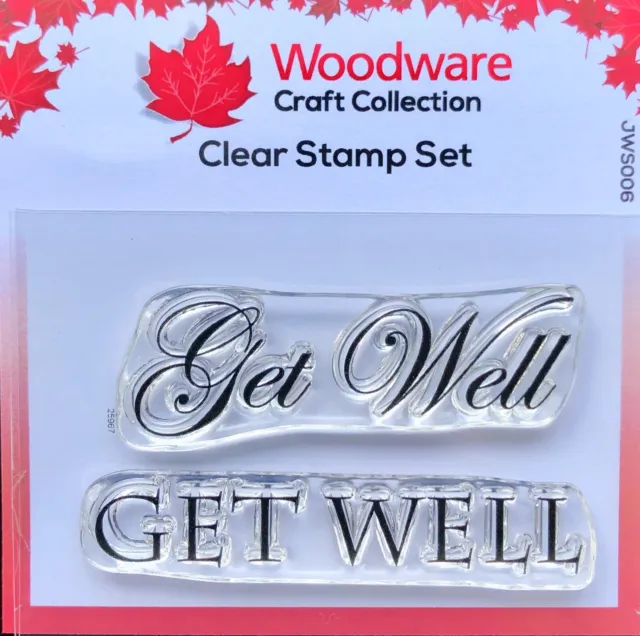Woodware Get Well Sentiment Greeting Message 2 Piece Clear Stamp Set Card Making