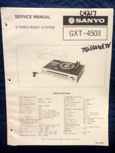 Sanyo- Gxt-4503/ Stereo Music System Service Repair Manual