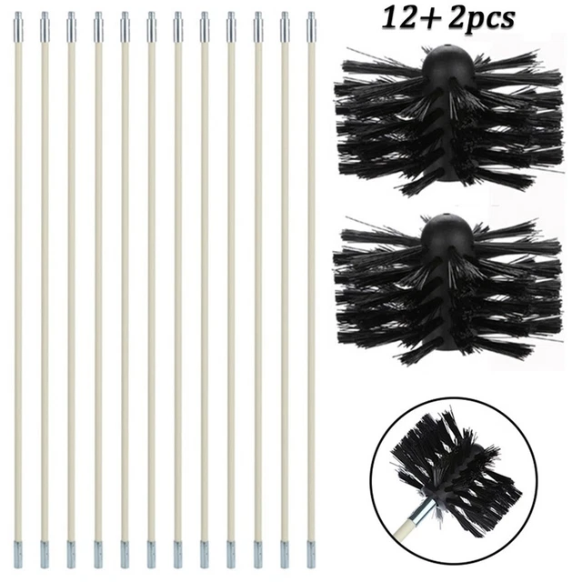 Herramientas de repuesto de chimeneas 2 piezas cepillo limpieza kit 12 barras