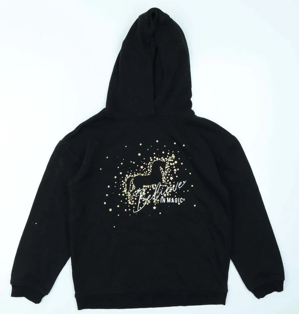 Primark Girls Black Cotton Pullover Hoodie Size 12-13 Years