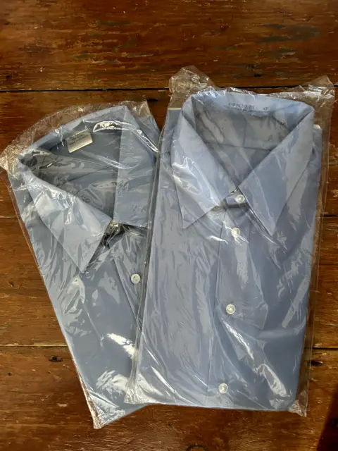 Set Di Due Grandi Camicie Blu Vintage Realizzate In Scotland 16,5 Rockabilly Peg