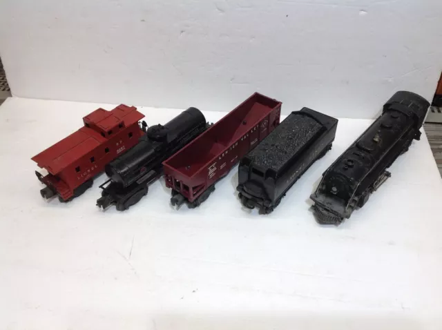 Lionel O Postwar #1666 Steam Locomotive Set WITH 2 CARS AND CABOOSE *SEE VIDEO**