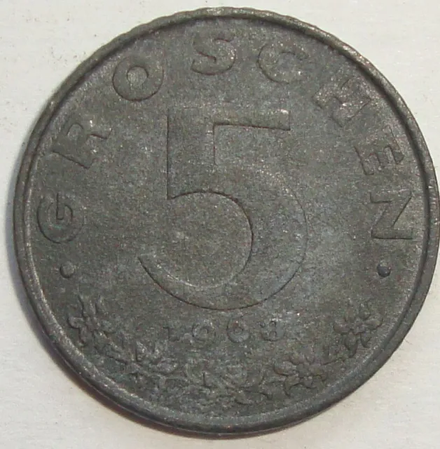 1968 Austria 5 Groschen World Coin Nice!