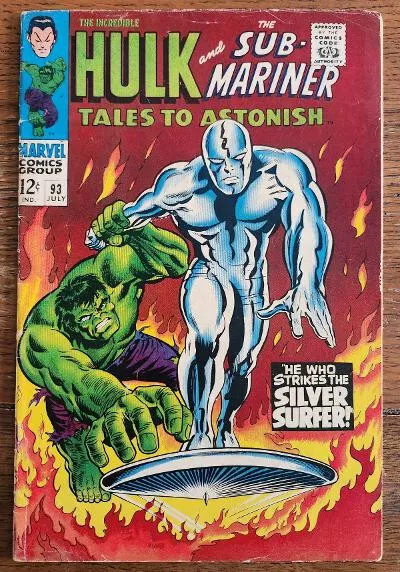 TALES TO ASTONISH #93 Marvel 1967 SILVER SURFER VS THE INCREDIBLE HULK! - VG