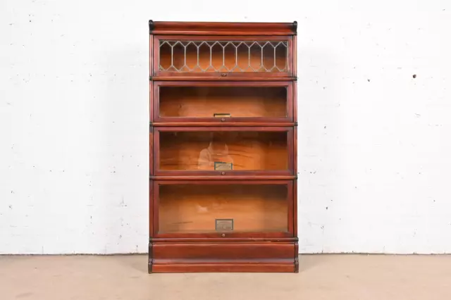 Antique Globe Wernicke Arts & Crafts Mahogany Four-Stack Barrister Bookcase