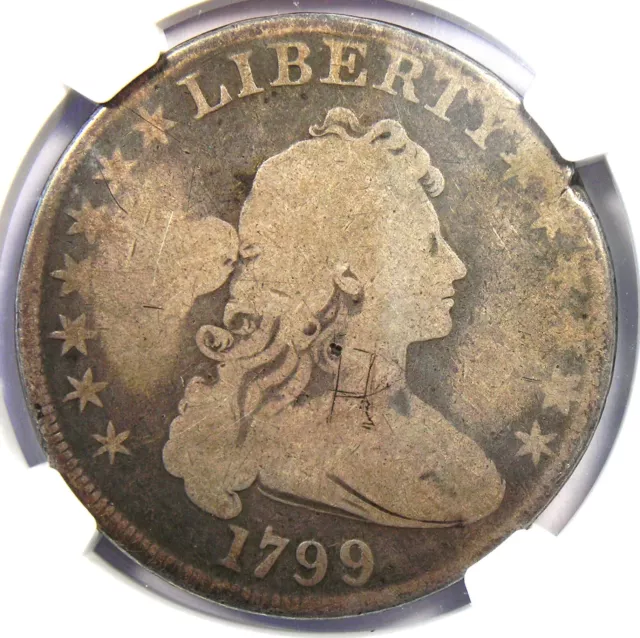1799 Draped Bust Silver Dollar $1 Coin - Certified NGC Good Detail - Rare!