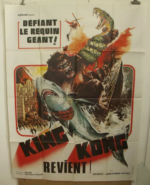 AFFICHE ancienne de CINEMA : "KING KONG REVIENT" 1976
