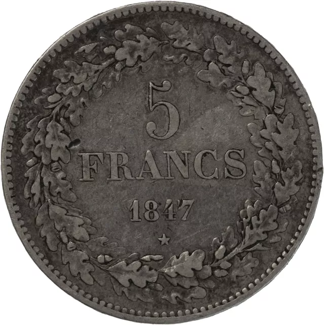 5 Francs Leopold Ier Tête Laurée - Belgique Argent