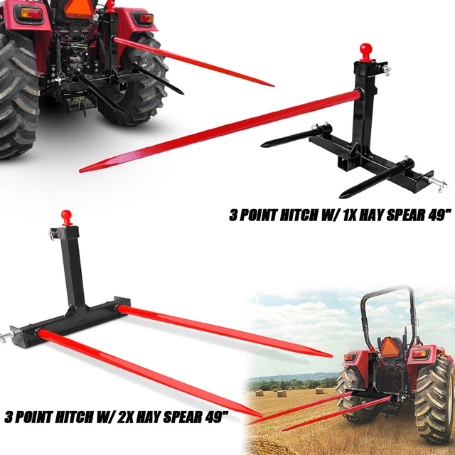 49" Hay Bale Spear Stabilizers Category 1 Tractor 3 Point Trailer Receiver Hitch