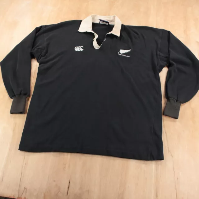 vtg 90s CANTERBURY of New Zealand All Blacks home rugby polo shirt jersey XL tag
