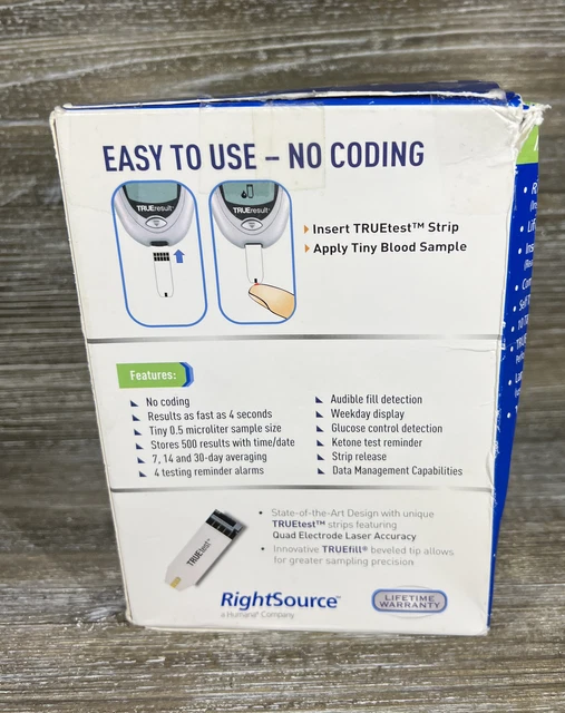 RIGHTSOURCE BLOOD GLUCOSE Monitoring System TRUEest Test Strips New In ...