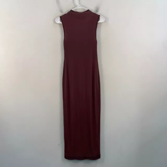 Silence & Noise Womens Small Knit Tank Dress Mesh Purple Maxi Slit Back Sleevele