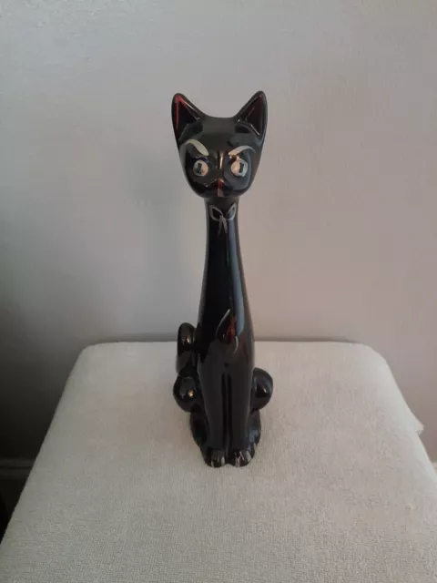 Retro/Kitsch Mid-Century Lustreware Long-Necked Black Cat Vase