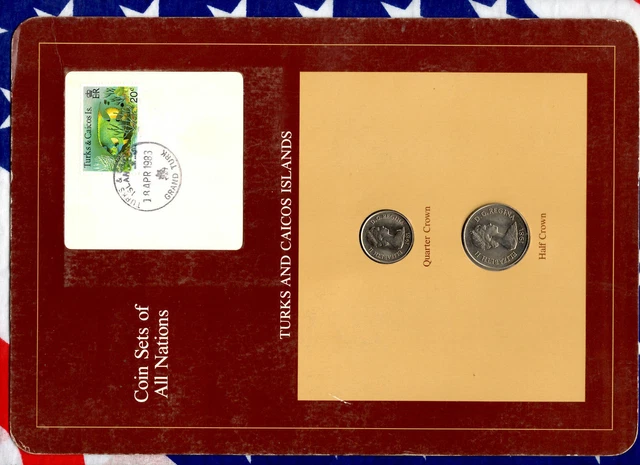 Coin Sets of All Nations Turks & Caicos UNC 1/2 & 1/4 Crown 1981 18APR1983