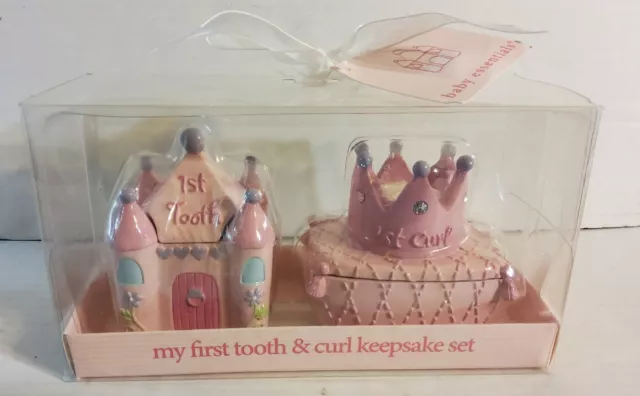 My First Tooth First Curl Keepsake Set Castle and Crown Pink New Baby Essentials