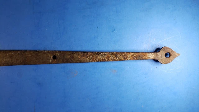 19th Century Antique Hand Wrought Forged Iron Barn Door Strap Hinges 24 1/2" L 3